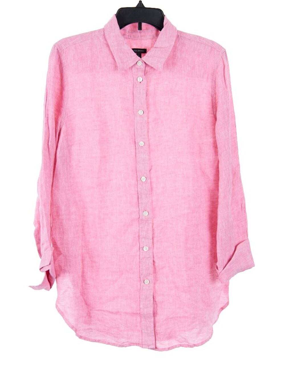 Talbots Light Pink 100% Linen Boyfriend Shirt Women's Large Coastal